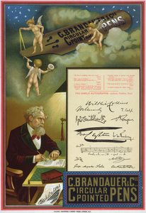 Annonse for C. Brandauer und Co. sirkulære spisse penner